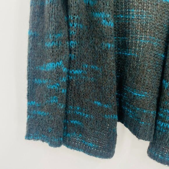 Elsamanda Size Large Made in Italy Blue & Black Mohair Wool Cardigan Sweater - Picture 5 of 10